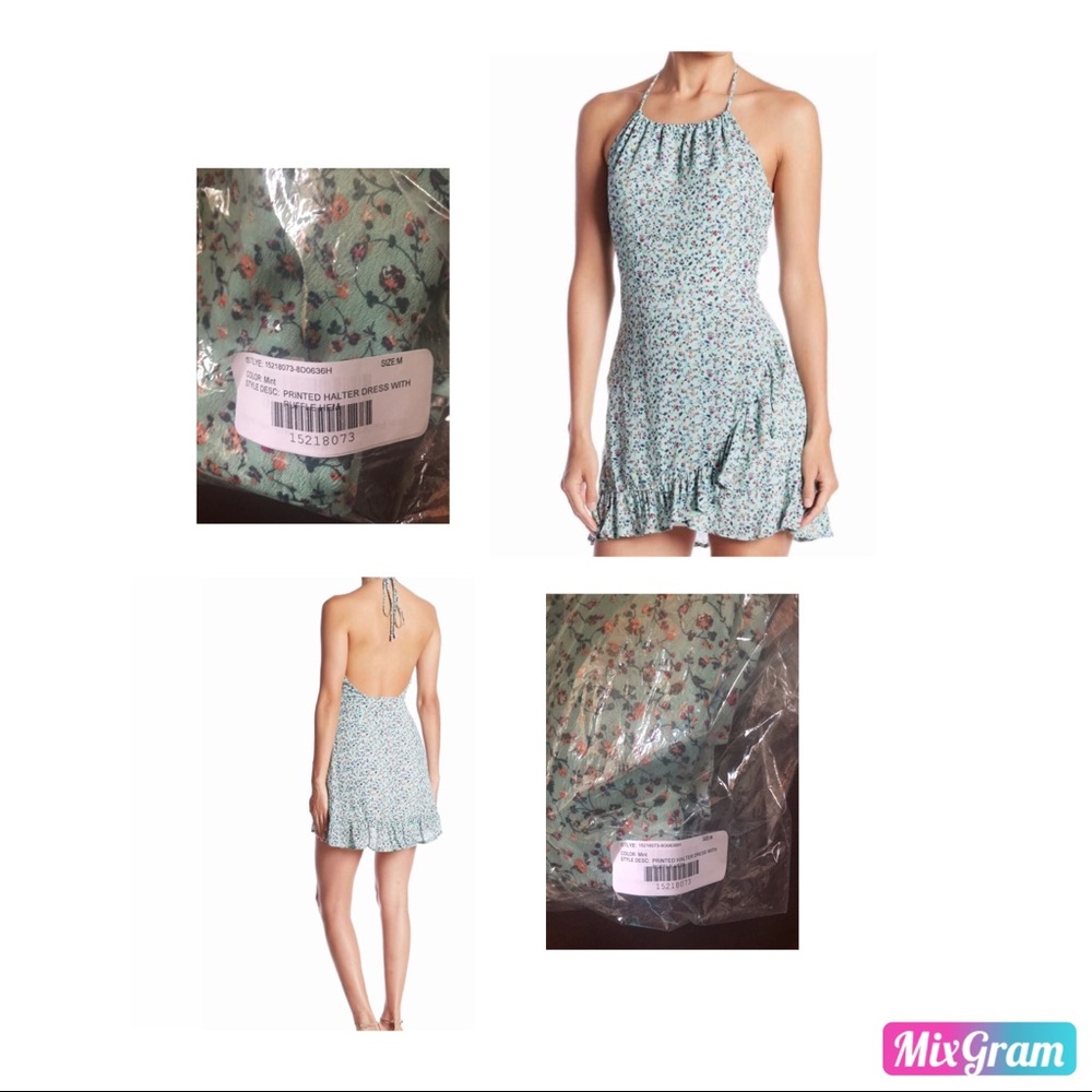 🌹HONEY BELLE🍯 PRINTED HALTER DRESS/RUFFLED HEM🌹